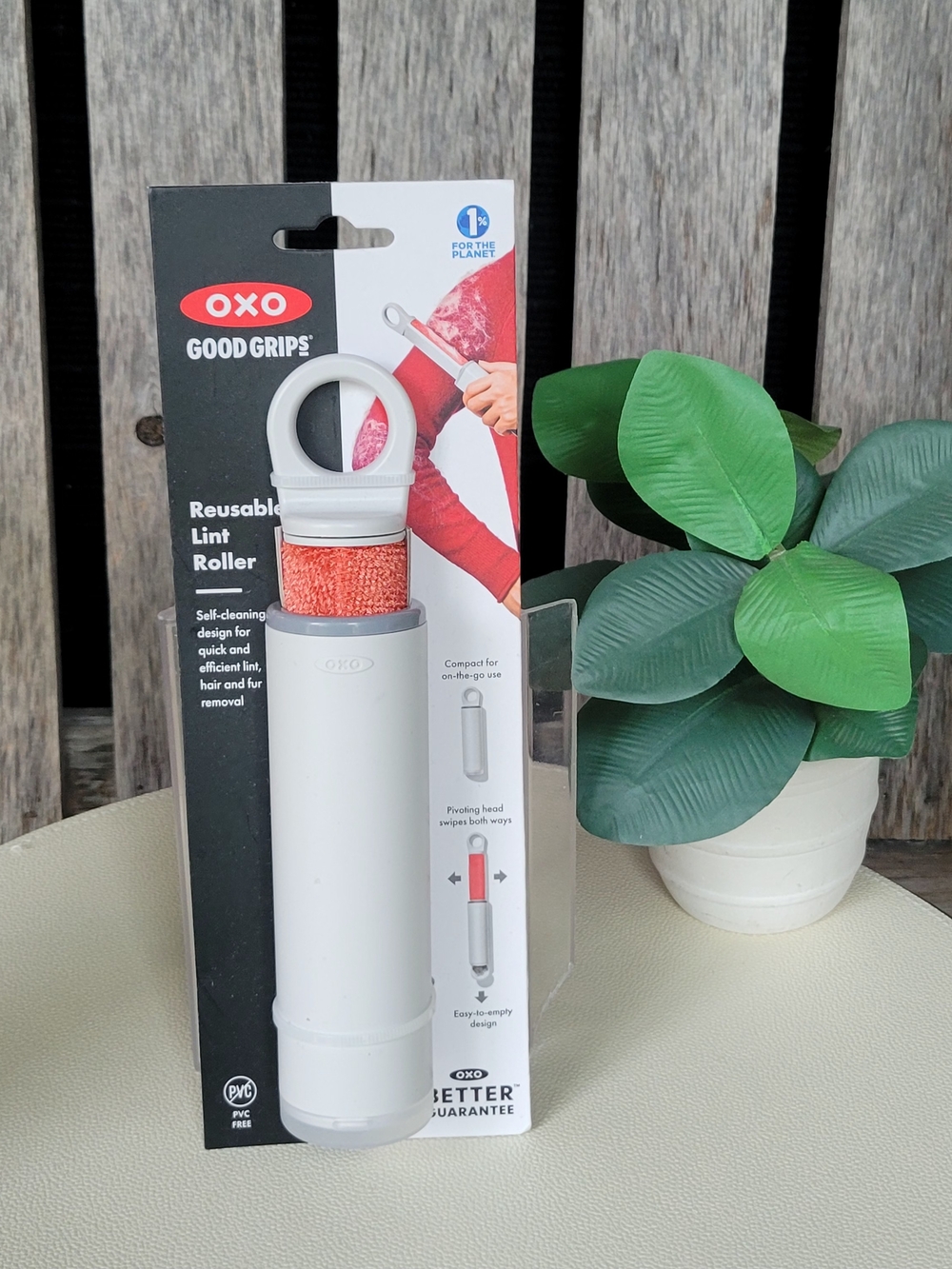 OXO Good Grips Reusable Lint Roller in White with Coral Roller